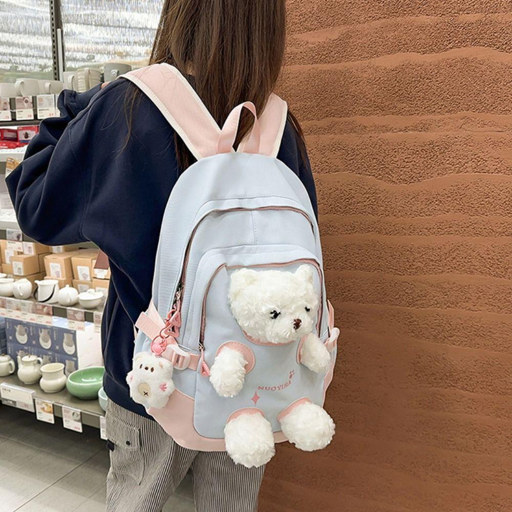 Cute Plush Bear Backpack Bear Doll Cute Schoolbag Fashion Rucksack Junior High School