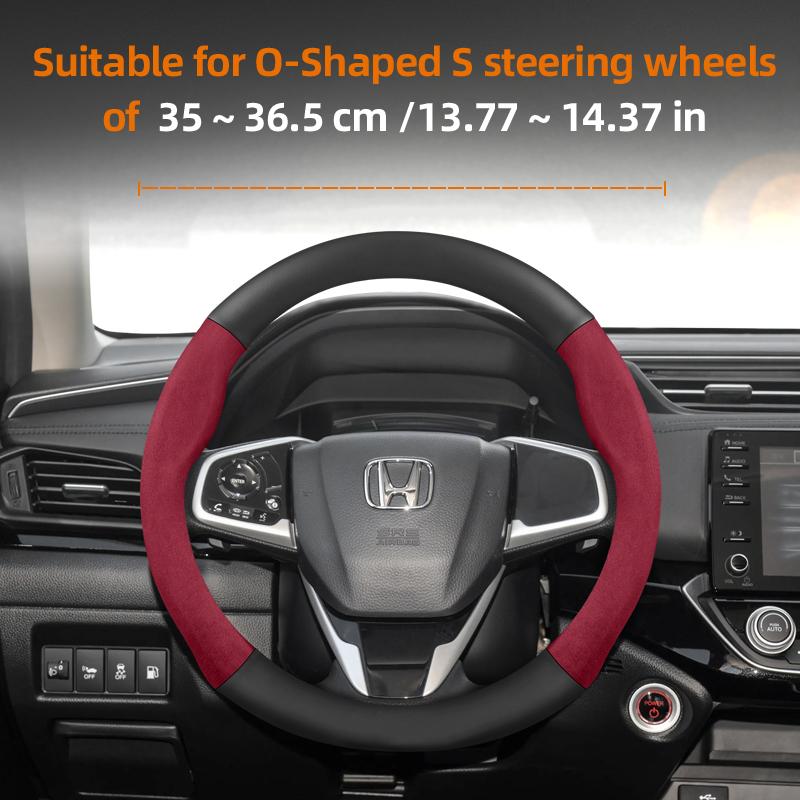 Suitable for Honda Suede Matte Carbon Fiber Texture Steering Wheel Cover Suitable for Civic Fit 8Th Gen 8 City Accord 9 10 Vezel Freed Breeze 7 ZB4