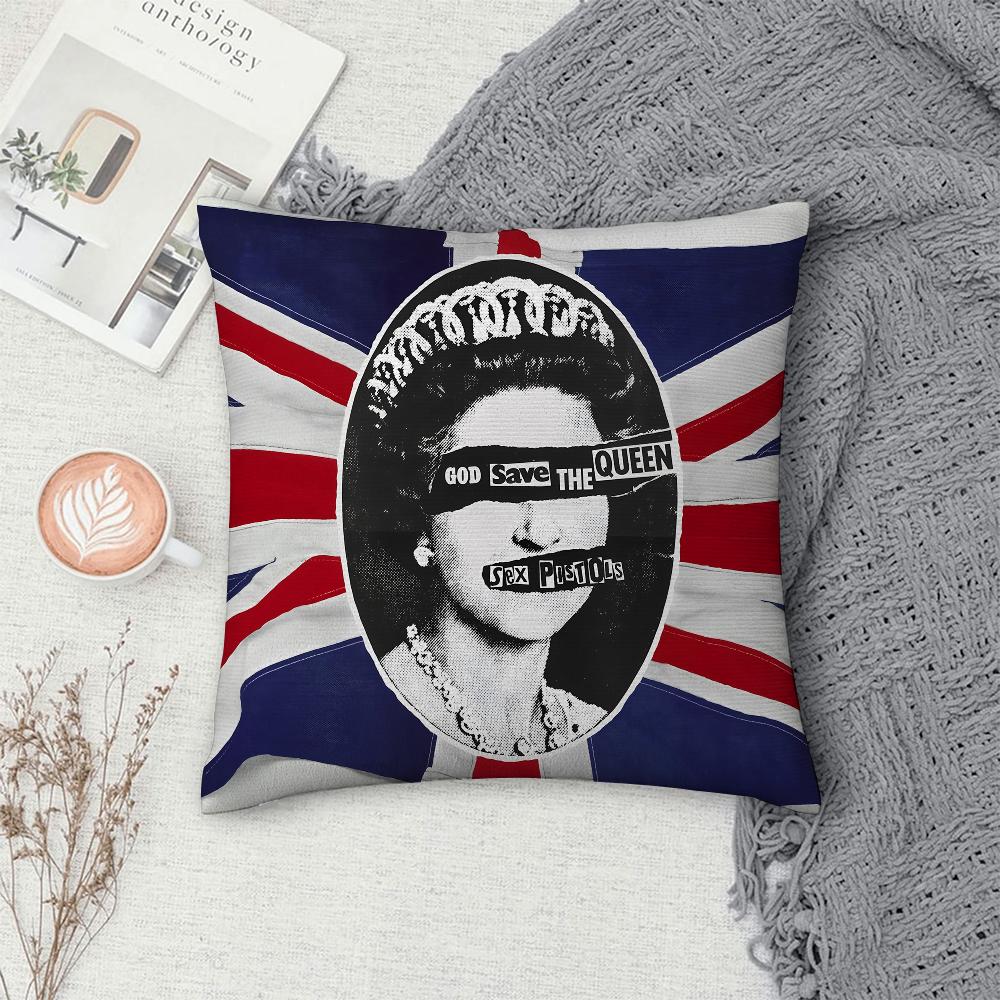 S-Sex P-Pistols Band Pillow Case Sofa Decorative Home Double-sided Print Plush Square Throw Pillow Covers Cushion Decor Cover