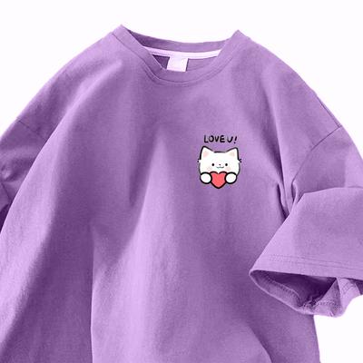 Повседневная хлопковая футболка с коротким рукавом Женские топы 2025 Лето Новинка Женская свободная белая Женская одежда