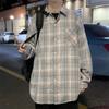 2024 Повседневная свободная рубашка с лацканами в клетку для мужчин среднего возраста и молодых мужчин, деловая повседневная модная куртка для мужчин