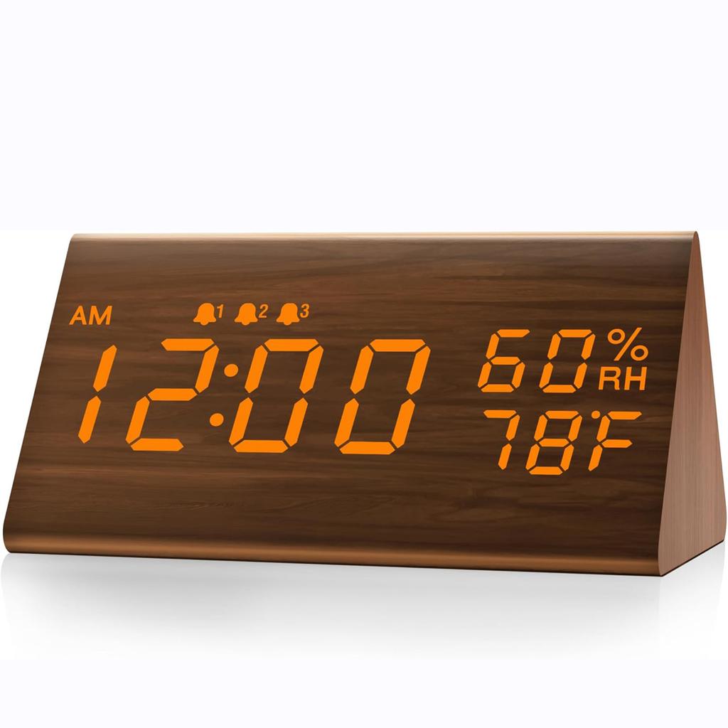 Электронный будильник Светодиодные цифровые часы Прикроватный маленький будильник Голосовое управление Светящиеся электронные часы Деревянные часы