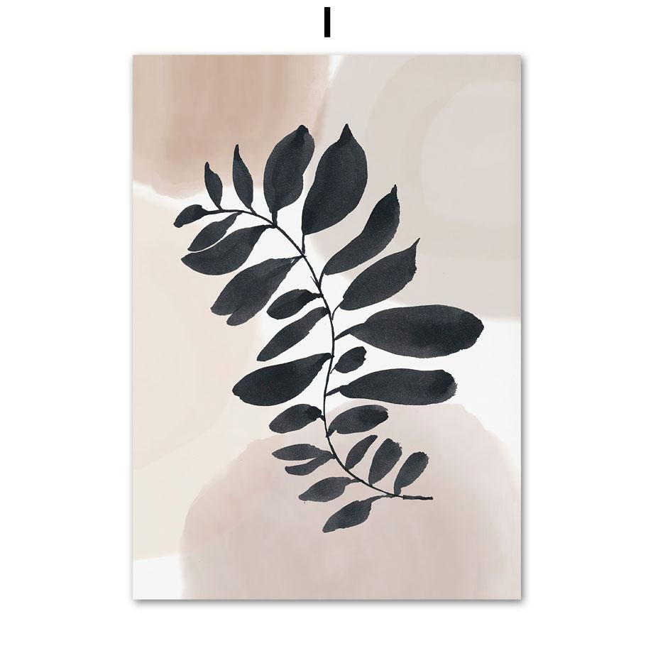 Ваза в стиле бохо с листьями и женскими линиями, геометрические абстрактные постеры и принты, картины на холсте, скандинавские настенные картины, декор гостиной