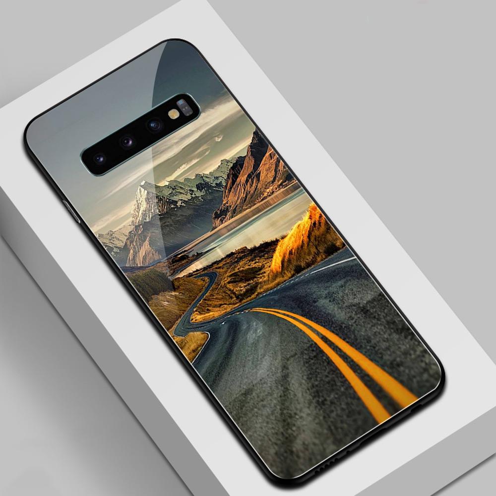 For Samsung S10e Glass Back Cover Case Road Shell Note 8 Case for Galaxy S8 S9 S10 Plus Note 8 9 10 Plus S10e S20 Plus Ultra S22