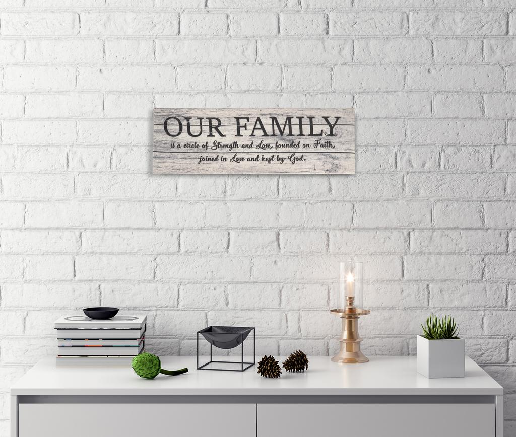 Inkdotpot Stretched Canvas Quotes Our Family Is A Circle Of Strength; Founded On Faith, Joined In Love Kept By God, Together Forever Wall Décor
