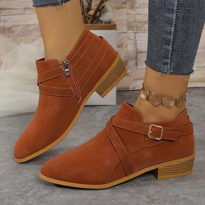 Модные женские ботильоны из замши с острым носком на каблуках Осенняя модная обувь для ходьбы 2024 года Женские зимние ботинки Chelsea Botas