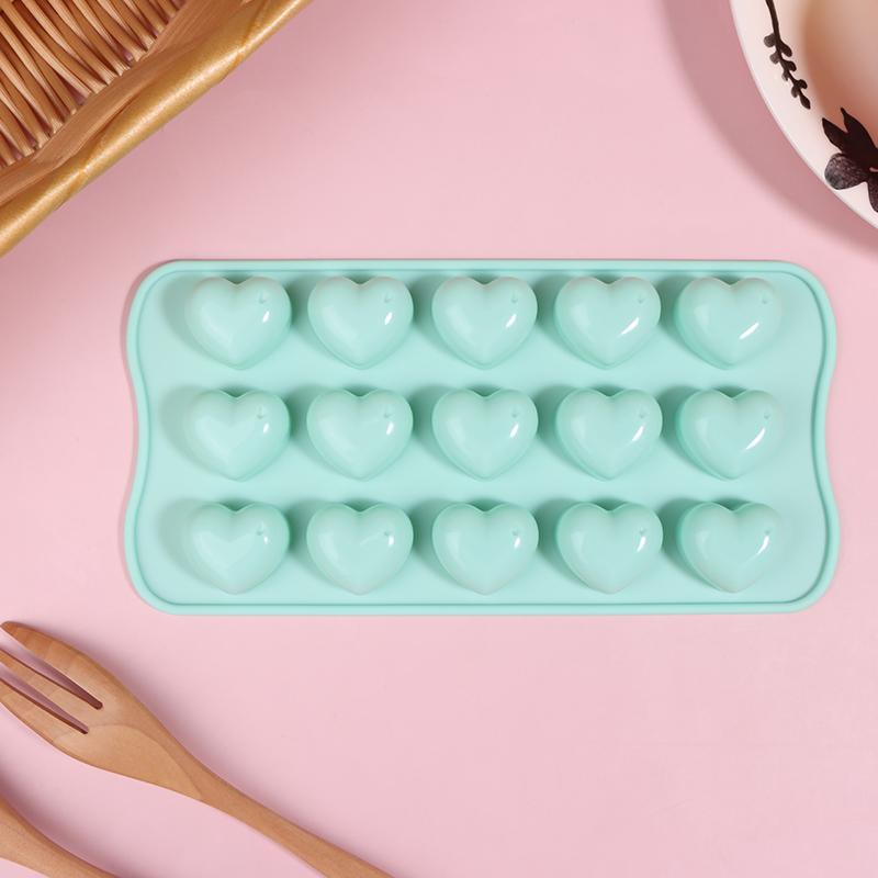 1Pc 15 Hole Three-Dimensional Heart-Shaped Silicone Mold Diy Chocolate Ice Grid Mousse Mold Soft Candy Baking Mold