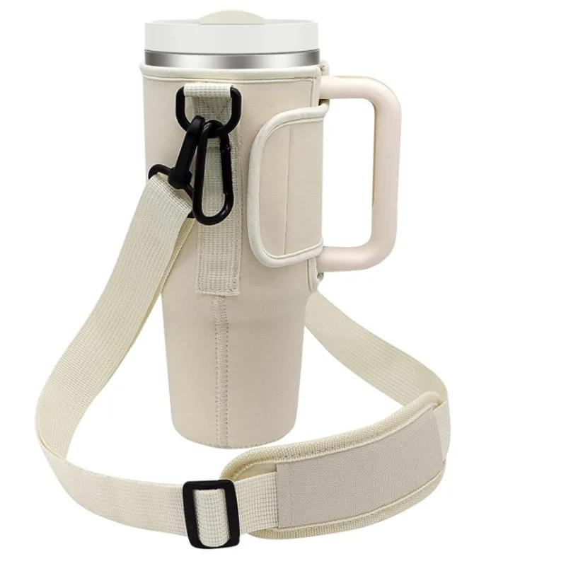 Water Bottle Carrier Bag For 40oz Tumbler with Handle Water Bottle Holder with Adjustable Shoulder Strap for Card Key