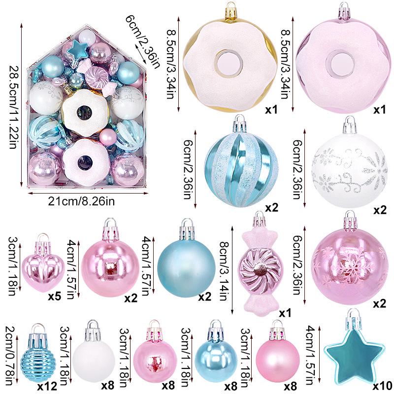 Набор из 72 нерегулярных расписных и гальванизированных рождественских шаров для украшения елки
