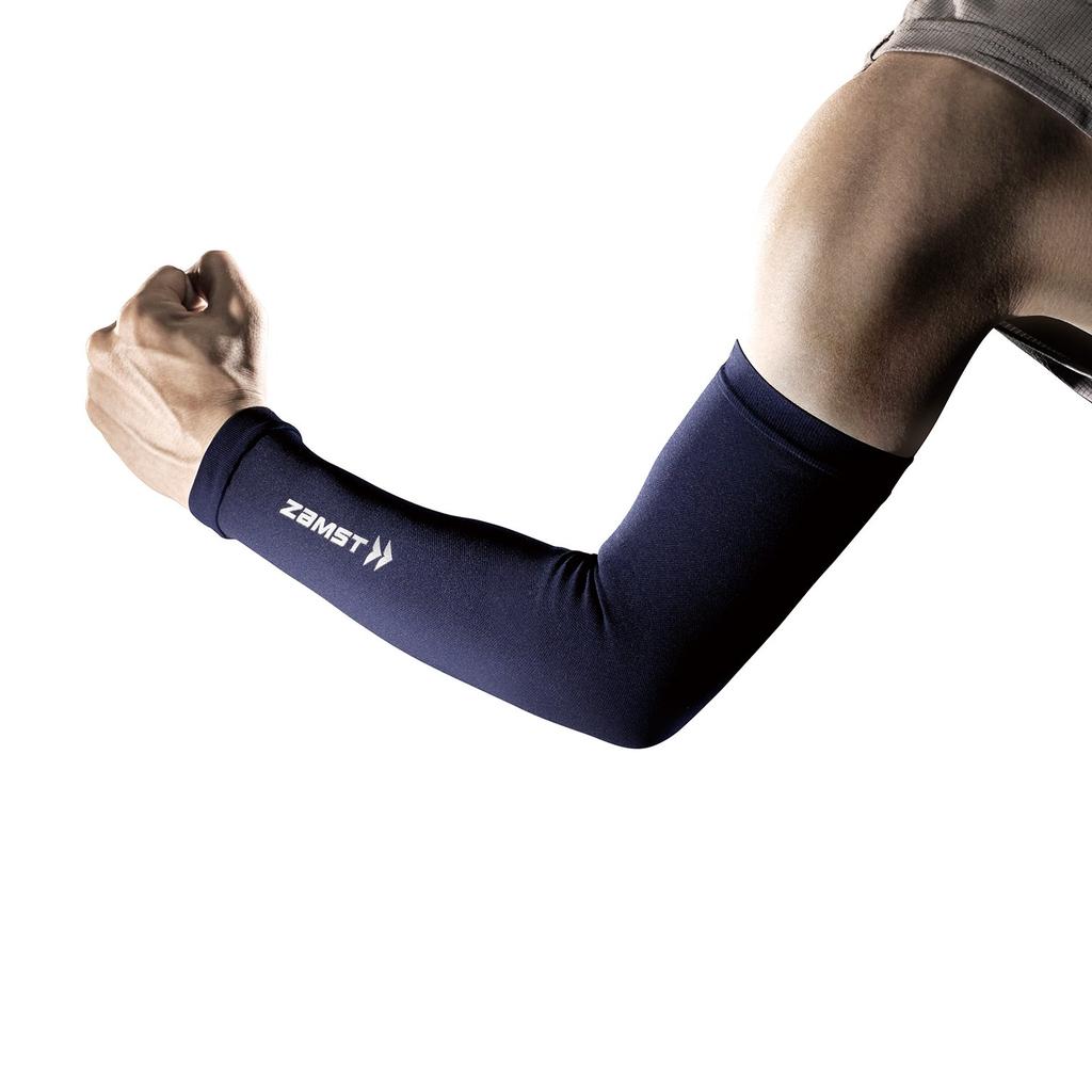 ZAMST Compression Arm Sleeves for Running Size 385822 (Pair) M, Navy,