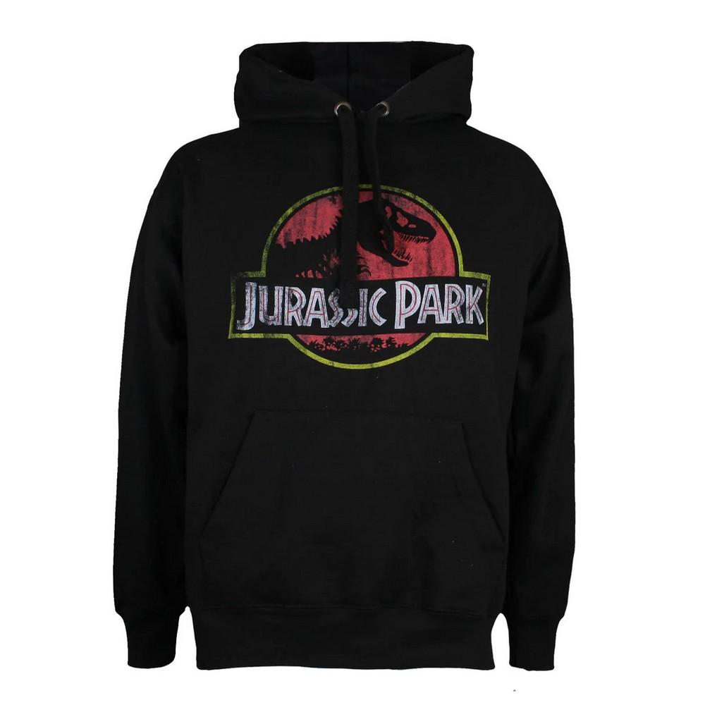 Jurassic Park Mens Distressed Logo Hoodie