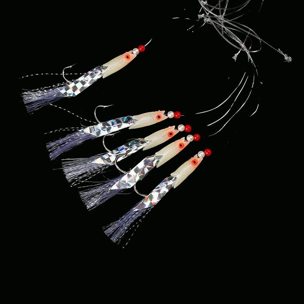 5pcs Outdoor Barb Sharp Fishing Tackle Treble Bait Luminous Fishing Hook Durable Head