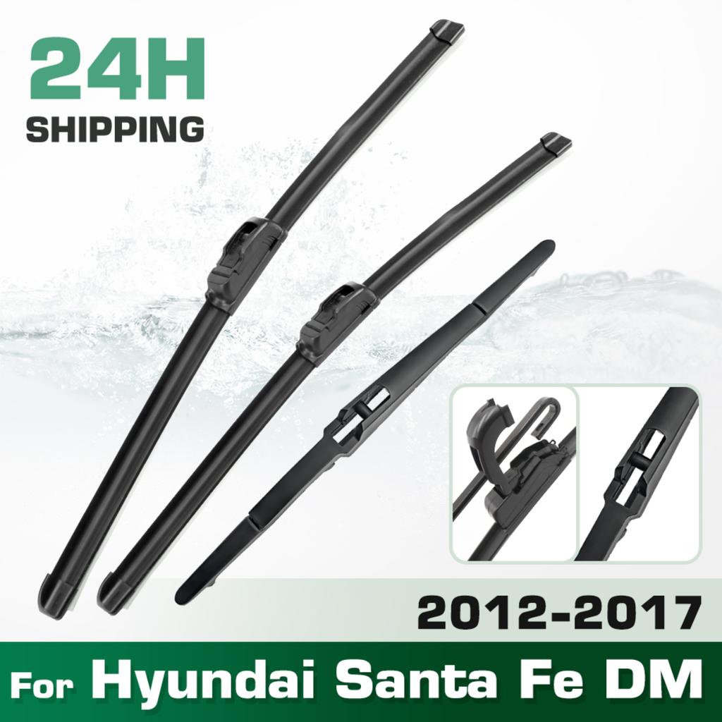 For Hyundai Santa Fe DM 2012-2017 2013 2014 2015 Wiper Front&Rear Wiper Blades Windshield Windscreen Window Brushes 26"+14"+13