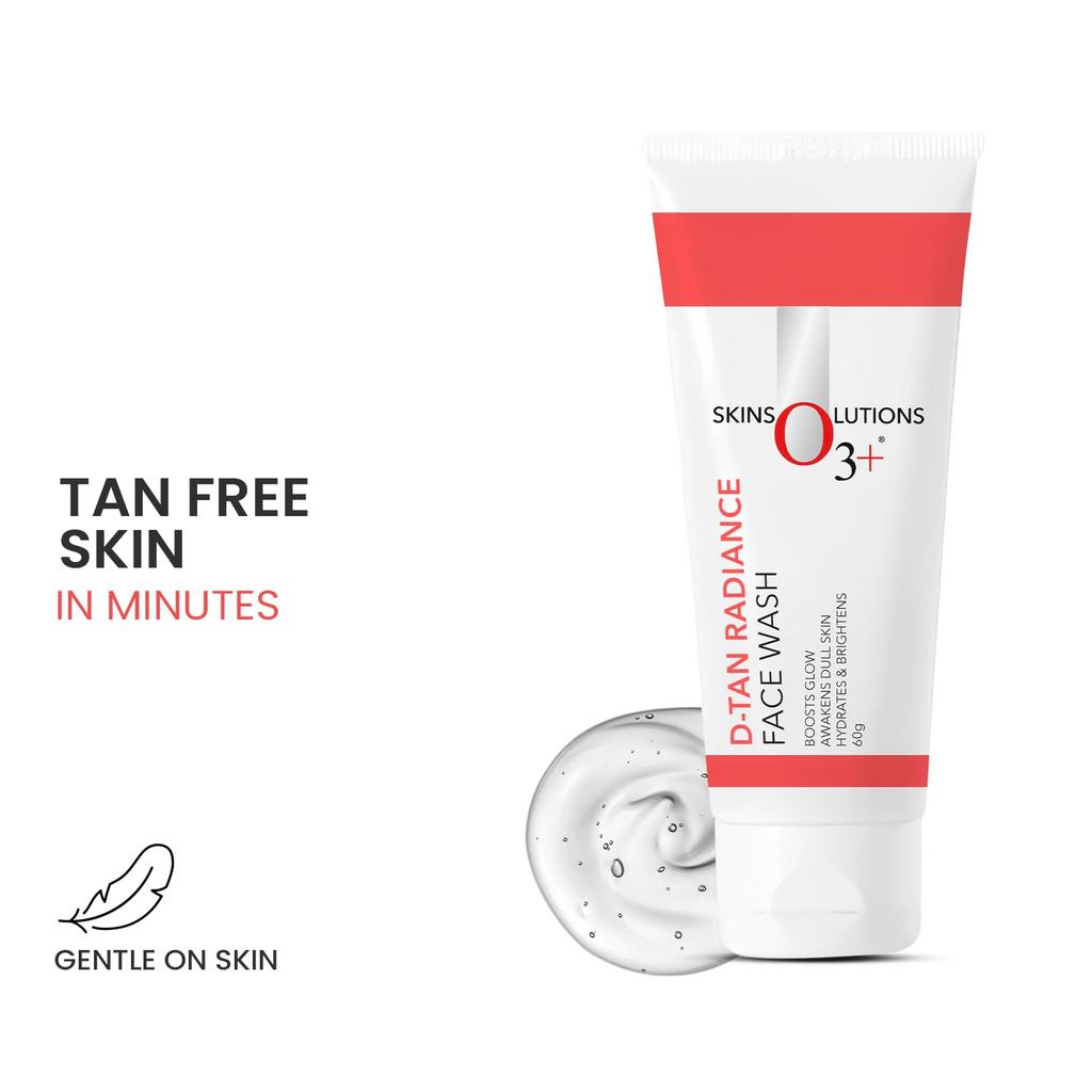 O3+ D-Tan Radiance Face Wash 60g Pack Of 1 With Vitamin C For Glowing Skin And Deep Cleansing