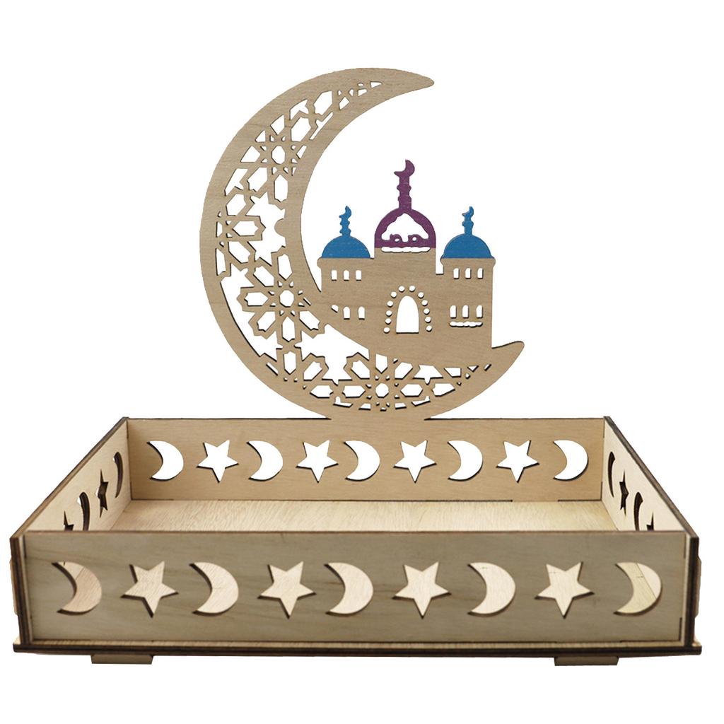 Деревянные украшения Ид Мубарак Рамадан Кульбанг Украшение стола Поднос для десерта