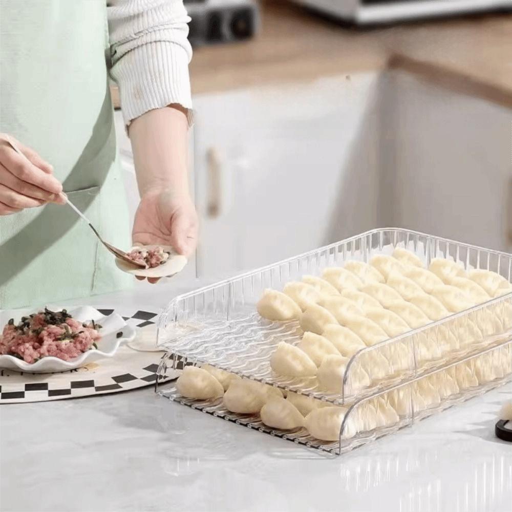 Rectangular Dumpling Cover Plate Large Capacity Dumpling Box Practical Dumpling Tray for Home