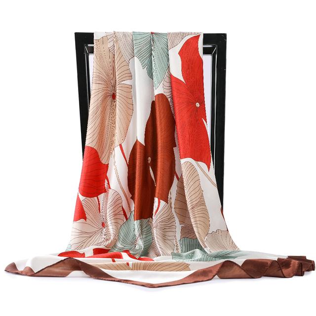 Новый дизайн 90 * 90 см элегантный шелковый шарф квадратный атласный женский головной убор женский офисный женский шифоновый шарф