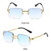 High Quality Cut Edge Rectangular Sunglasses Rimless Gradient Lens Shades  for Women & Men