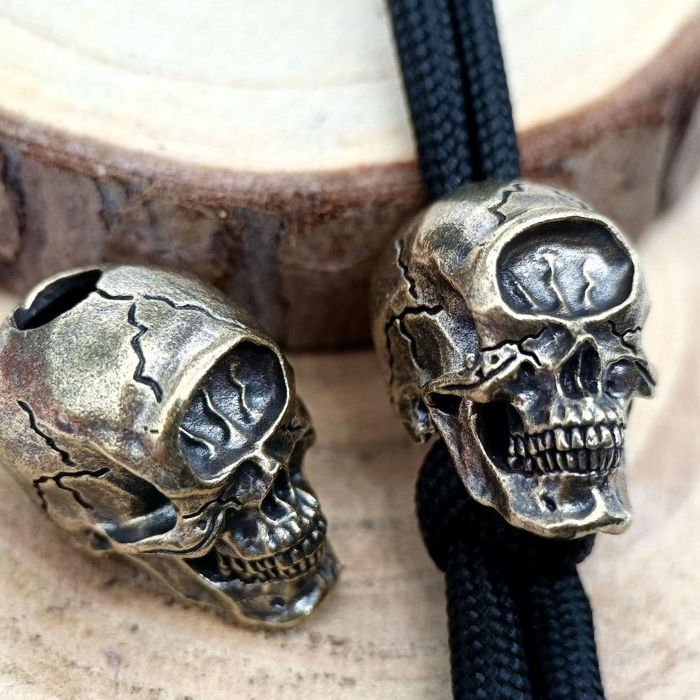 One Eyed Skull Head Brass Knife Beads EDC DIY Paracord Woven Bracelets Lanyard Key Chain Pendants Accessories Outdoor Tool Hangings Charms