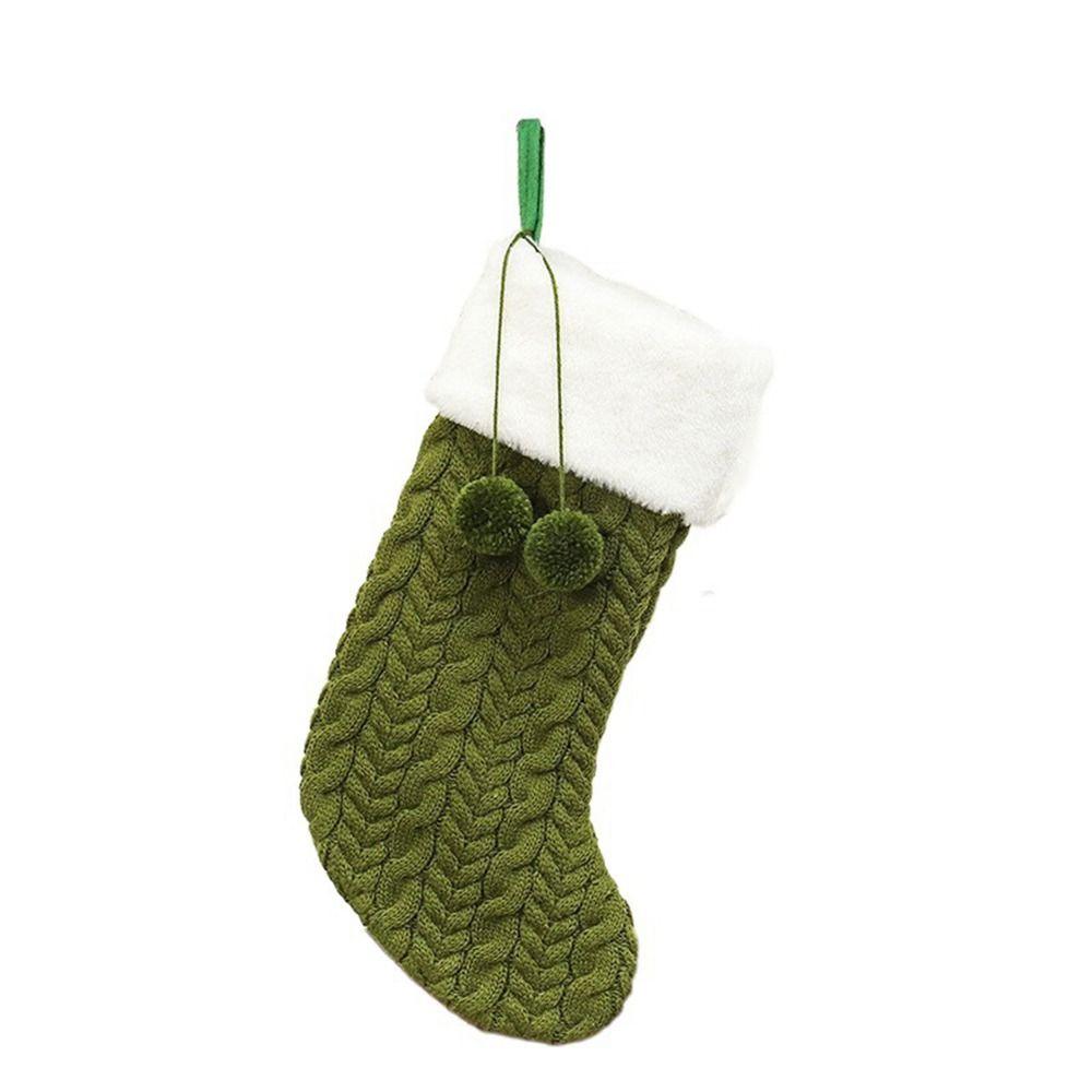 Красный/зеленый/белый рождественский вязаный чулок большой емкости подвеска на елку Новый год