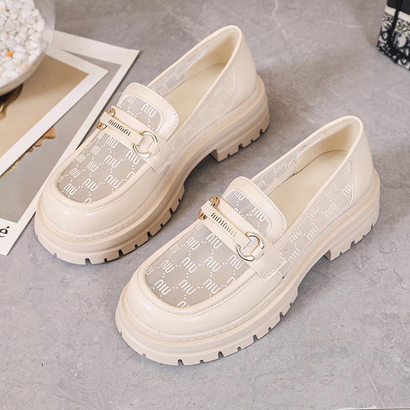 Модные 35-43 роскошные женские новые летние сетчатые толстые подошвы в английском стиле Lefu маленькие кожаные туфли сетчатые дышащие универсальные повседневные туфли