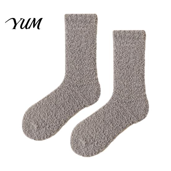 Non Slip Floor Socks for Women Coral Fleece Crew Women, Thickened Non-slip Warm Socks, Fuzzy Mid Calf Winter House Soft Plush Thermal Mittens