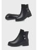 Women's Winter Flat Boots: Thick-Heeled Cowhide with Warm Velvet for Middle-Aged & Elderly