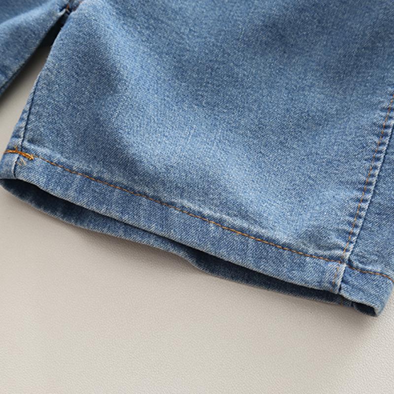 Комплект из 2 предметов для мальчиков из хлопка - футболка с коротким рукавом с мультяшным динозавром + джинсовые шорты Высококачественный повседневный наряд-6М-5Л