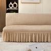 Solid Color Seersucker Fabric All Without Armless Sofa Bed Cover With Skirt Slipcover Fitted Couch Cover Washable Elastic Fabric