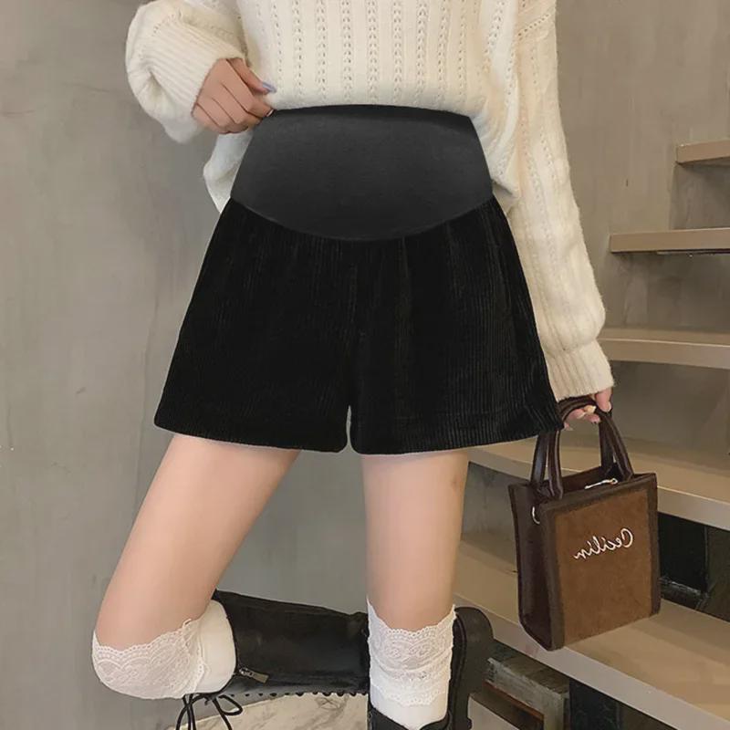 Шорты из вельвета для беременных с леггинсами и широкими штанинами на осень/зиму