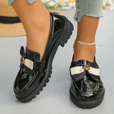 Модные женские лоферы на платформе 2025 Весна и Осень Модный бренд Декорация бантом Офисные и профессиональные Большие размеры Низкие туфли.