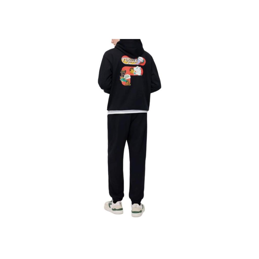 Fila Fusion Свободный вязаный пуловер с капюшоном Флисовая толстовка Мужская толстовка Черный T11U433206F-BK