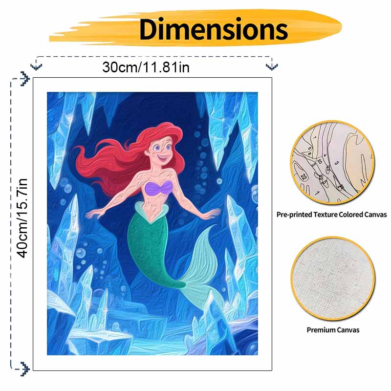 Disney Digital Oil Painting Art Kit Mermaid Underwater Handmade Coloring Painting Home Decor