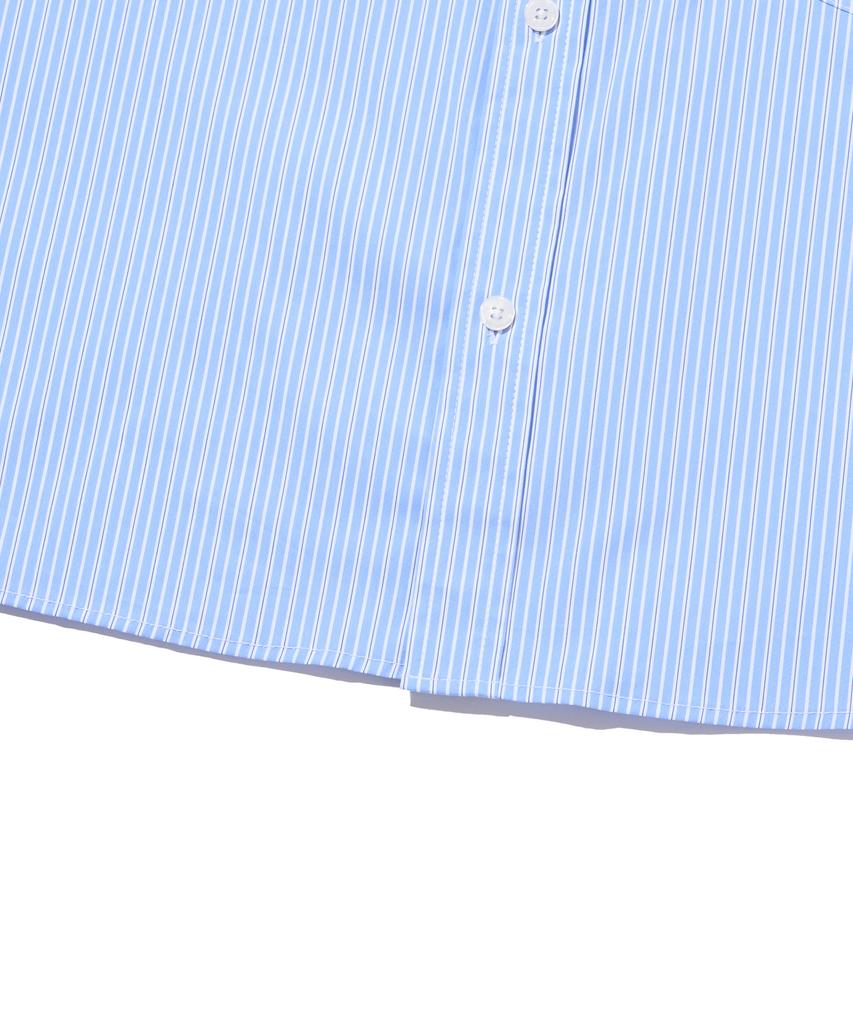 OTHERFITS Striped Marine Crop Shirt (Sky Blue)