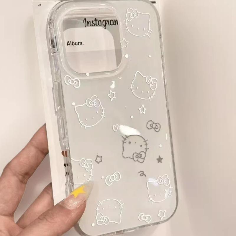 Чехол Hello Kitty для Apple iPhone 17 Pro Max, Совместим с iPhone 16, 15, 14, 13, IMD Белый фон