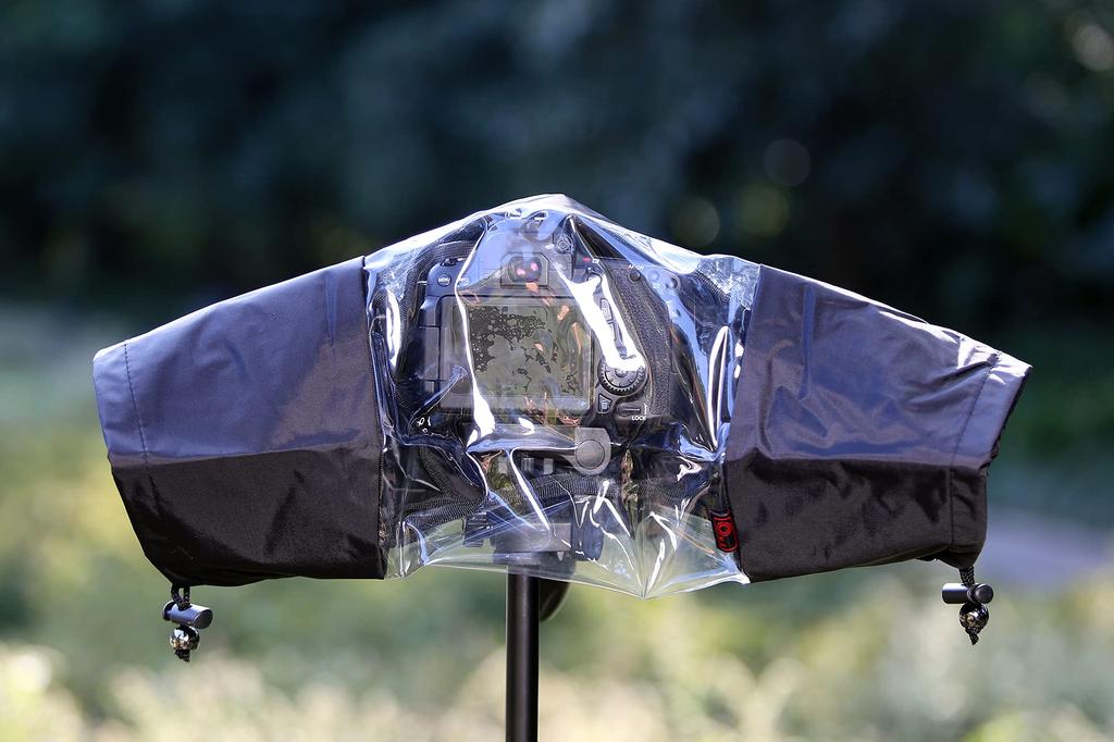 JJC SLR Rain Camera Rain Cover for Lenses Double Waterproof Zipper Design with Clear Compatible with Sony Nikon Z6 Canon EOS and Rainproof and