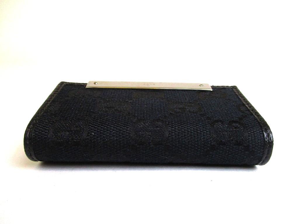Authentic GUCCI GG Black Canvas and Leather 6 Pics Key Chain #b291 Seller refurbished