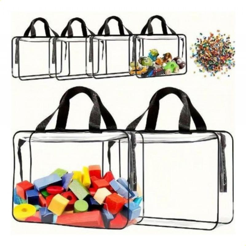 3Pcs Waterproof Transparent PVC Storage Bag Beach Toy Bag Puzzle Building Block Organizer Clear Bag Multi-Purpose Storage