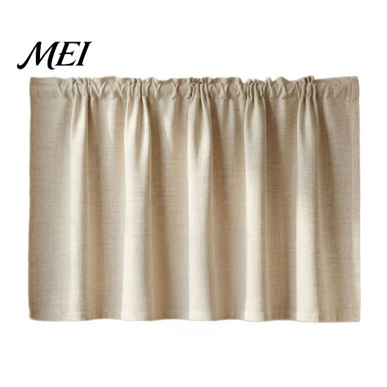 Semi-shading Curtain Linen Cafe Curtains, Sheer Short Tier Curtains for Small Windows, Solid Privacy Window Color Semi Blackout Kitchen Valances