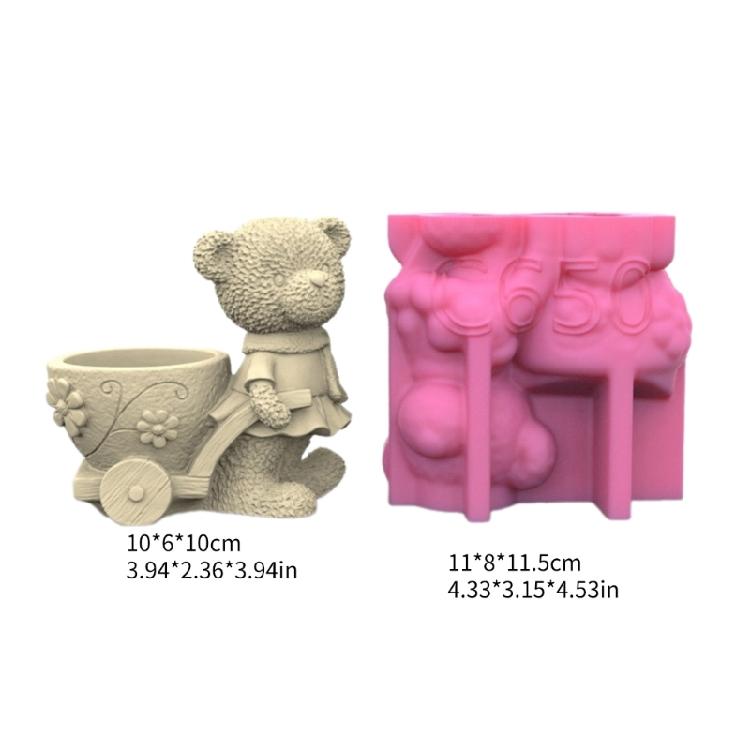 Силиконовая форма 3D Медведь для цветочных горшков Форма Бетон Цемент Эпоксидная смола Формы
