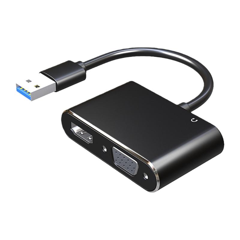 Адаптер с двойным выходом USB 3.0 на HDTV VGA, обеспечивающий одновременный видеовыход, Plug and Play, простота использования на различных системах