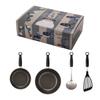 Kai Brand KAI Cat Frying Pan 20cm Pot 24cm Ladle Beater 4 Piece Set Gift Box Nyammy Ash Cat Warm Gray RC5061 Stir-Fry