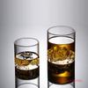 Hot Clear Large Japanese 3D Mountain Whiskey Glasses Vintage Iceberg Whisky Wine Tasting Cup Wood Gift Box Cognac Vodka Tumbler