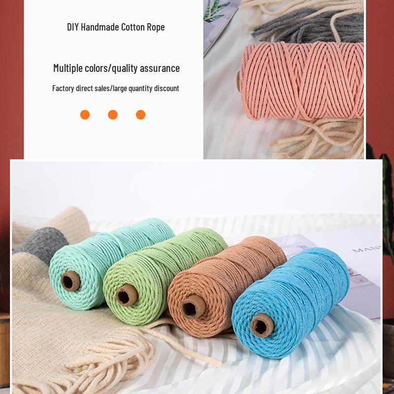 Цветная хлопковая веревка 3 мм для гобеленов ручной работы и плетеных шнурков