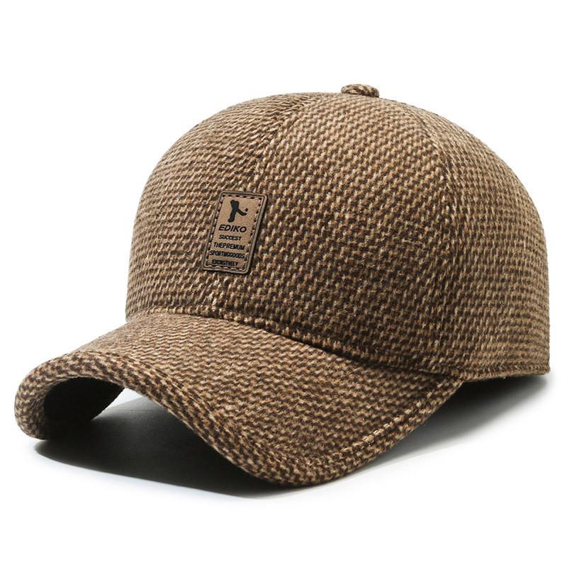 Warm Men's Winter Baseball Cap For Middle-aged Seniors In Thickened Wool Blend Design