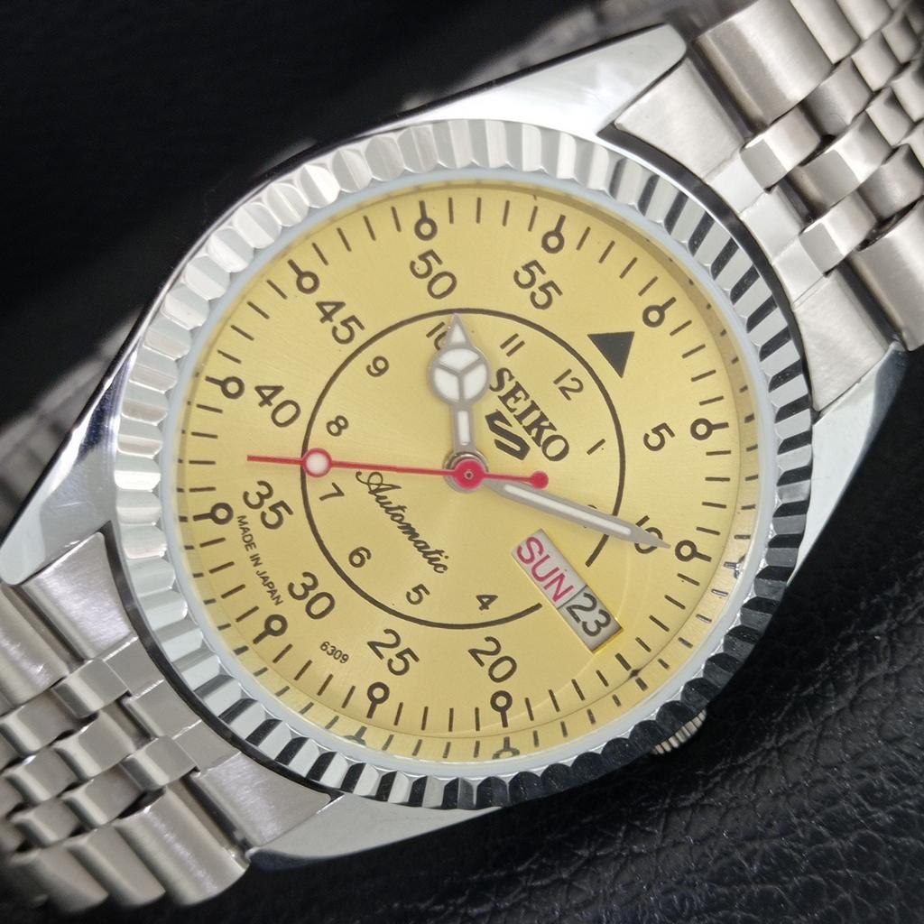АВТОМАТИЧЕСКИЕ ВИНТАЖНЫЕ ВОССТАНОВЛЕННЫЕ МУЖСКИЕ ЧАСЫ SEIKO 5 ЯПОНИЯ ЗОЛОТОЙ ЦИФЕРБЛАТ a444731-1