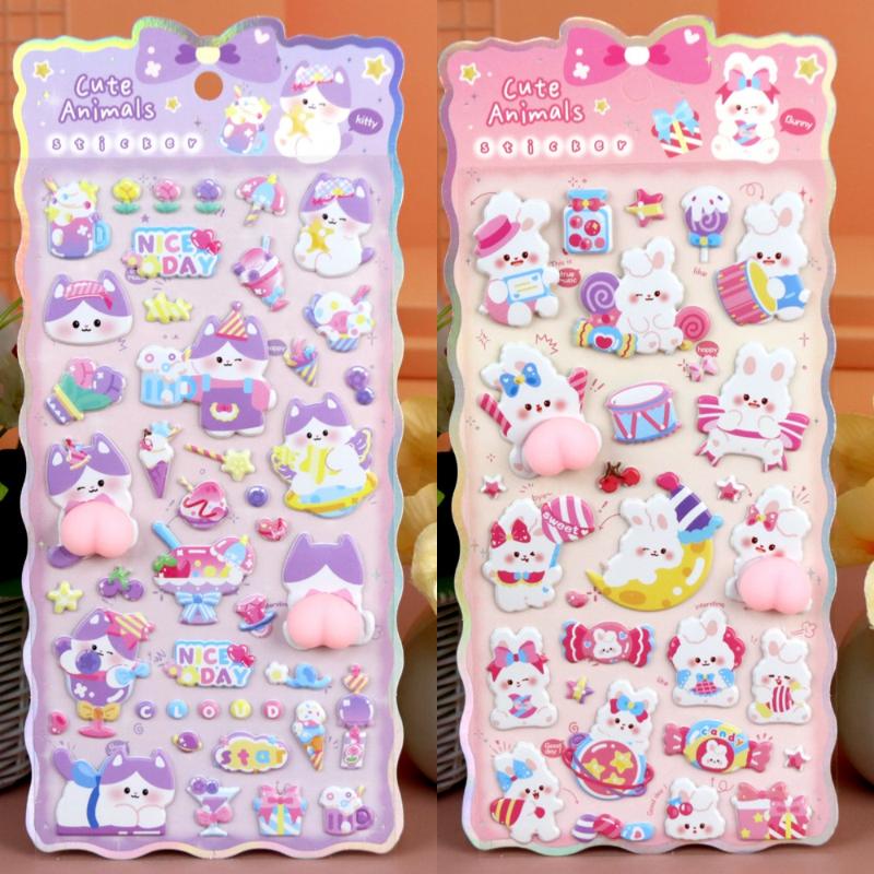 Кавайный Мультяшный Животное Собака Кошка 3D Мягкие Пушистые Наклейки на Попу Милые DIY Наклейки для Чехла Телефона, Блокнота, Ноутбука Игрушка-Антистресс