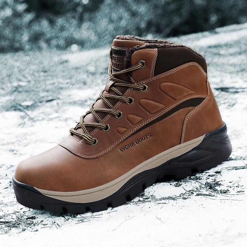 Зимние ботинки мужские кожаные повседневные туфли для кемпинга на открытом воздухе водонепроницаемые рабочие инструменты мужские ботинки кроссовки Botas