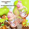 Portable Cartoon Pop-up Water Bottle with Adjustable Strap