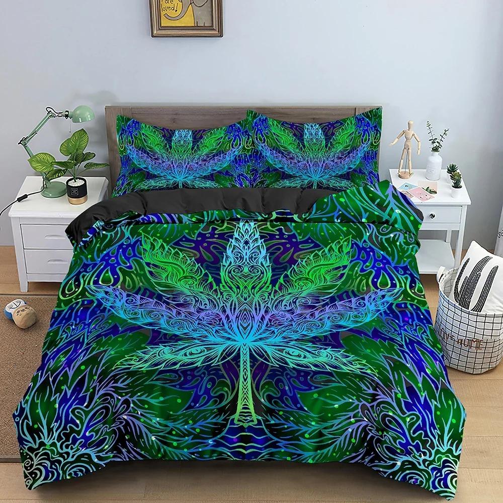 Maple Leaf Bedding Set Colorful Leaves Duvet Cover 3D Bedroom Comforter Covers With Pillowcase Single King Home Textile